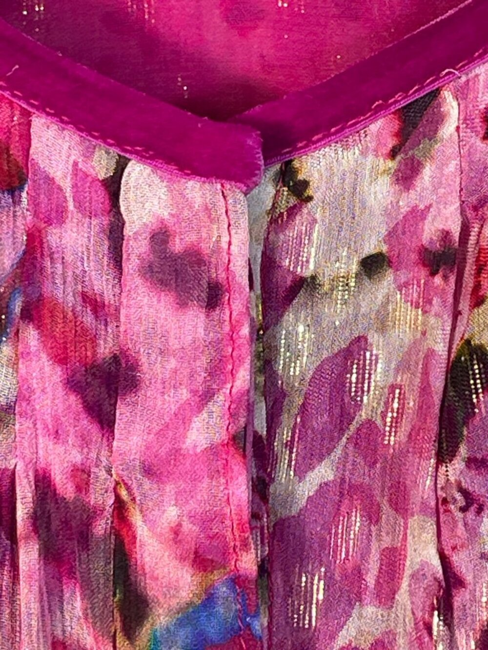Elie Tahari 93% Silk Metallic Floral Pintuck Sleeveless Blouse Pink M - Picture 7 of 15